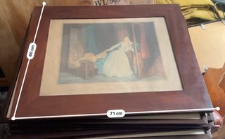 Grabado antiguo Le Baiser à la Dérobée - Fragonard