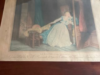 Grabado antiguo Le Baiser à la Dérobée - Fragonard