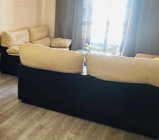 Conjunto 2 sofás beige/marrón
