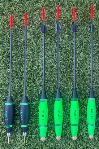 Conjunto 6 flotadores MEXT para pesca inglesa.