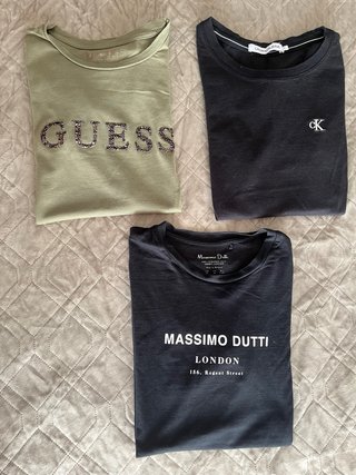 Lote 3 Camisetas: Guess, CK, Massimo Dutti