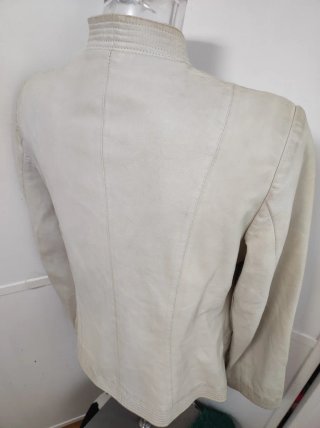 Chaqueta piel ovino cuello alzado beige, vintage