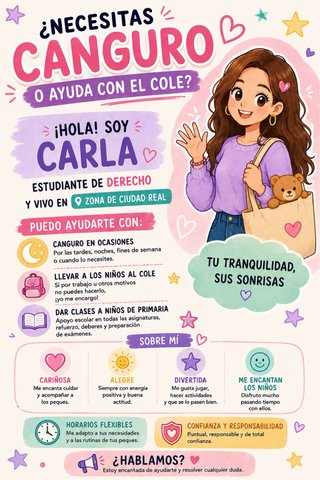 Canguro de niños y apoyo escolar (Ciudad Real)