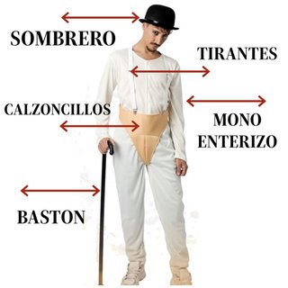 Disfraz Naranja Mecánica Talla S/M Sombrero Bastón