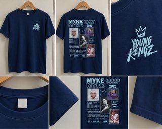 Camiseta Young King azul marino estampada
