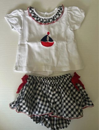 Conjunto bebé niña vichy barco