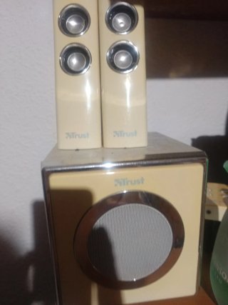 Altavoces Trust Beige y Plata