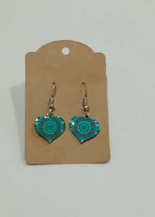Pendientes corazón mandala hippies acero