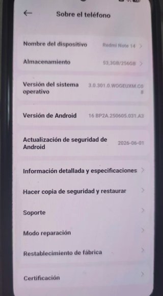 Xiaomi Redmi Note 14 256GB Negro