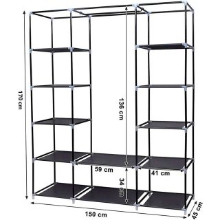 Armario Vestidor De Tela 170x150x45 Cm Gris NUEVO