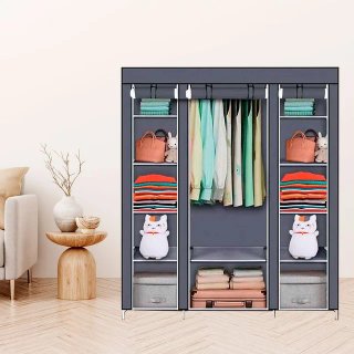 Armario Vestidor De Tela 170x150x45 Cm Gris NUEVO