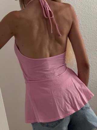 Top Zara rosa lazada tirantes peplum volante new