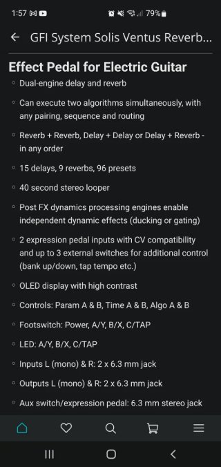 Pedal GFI System Solisventus Delay/Reverb