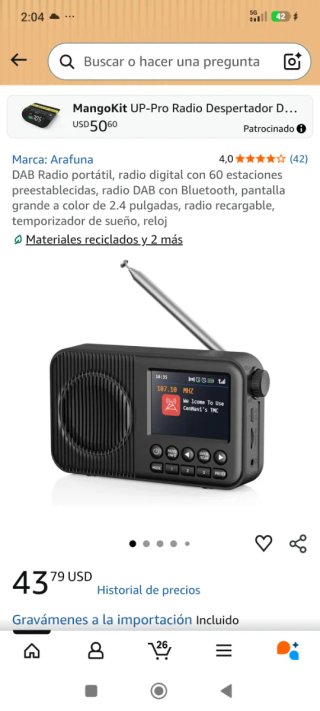 Radio Digital Portátil Arafuna