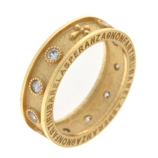 Anillo Agios Papa Francisco Rosario Oro circonitas