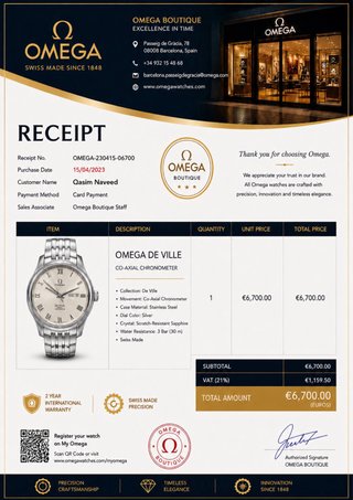 Omega De Ville Automático Plata y Blanco