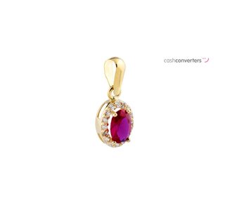 colgante oro 18k con piedra con rubi