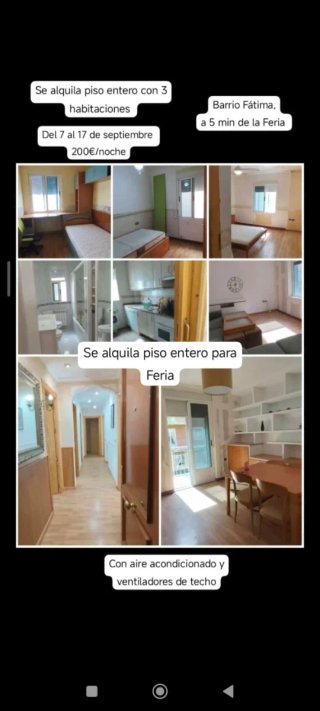 Piso entero 3 habitaciones, temporada Feria
