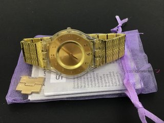 reloj pulsera señora swatch dorado