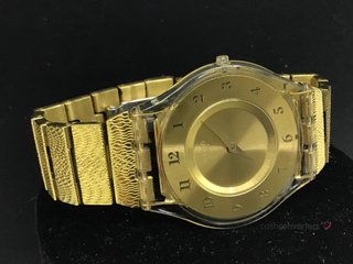 reloj pulsera señora swatch dorado
