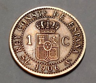 Moneda 1 Céntimo Alfonso XIII 1906*6 MBC.