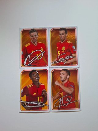 4 Cromos Selección Española Firmados