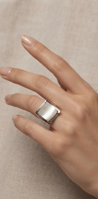 Anillo Plata Ley Madre Perla