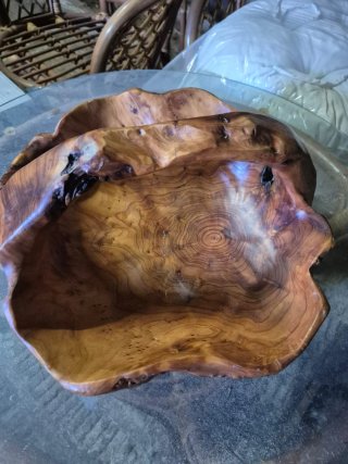 Cesta Raíz Madera Tallada Mano Única