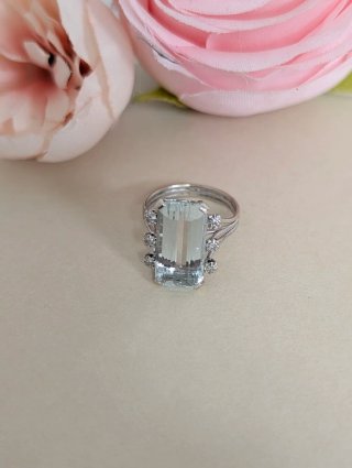 Anillo Antiguo Oro y Aguamarina