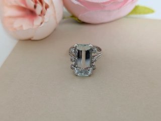 Anillo Antiguo Oro y Aguamarina