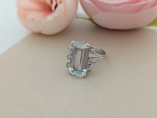 Anillo Antiguo Oro y Aguamarina