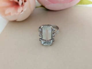 Anillo Antiguo Oro y Aguamarina