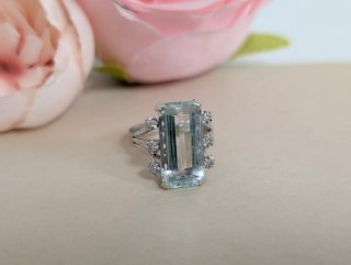Anillo Antiguo Oro y Aguamarina