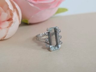 Anillo Antiguo Oro y Aguamarina