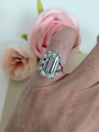 Anillo Antiguo Oro y Aguamarina