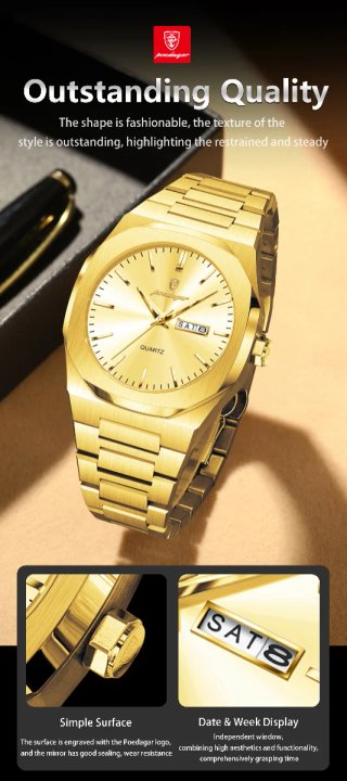 Reloj Poedagar Dorado Hombre