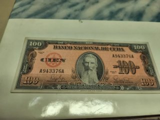 100 Pesos Cubanos Banco Nacional 1959