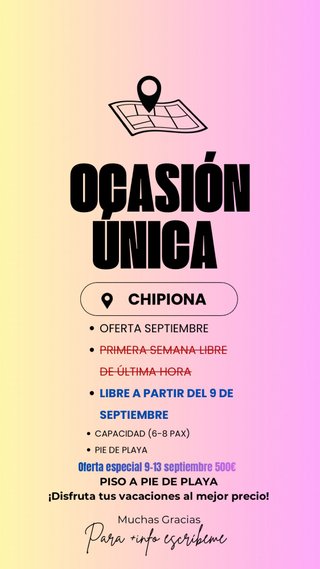 Oferta alquiler apartmento pie de playa