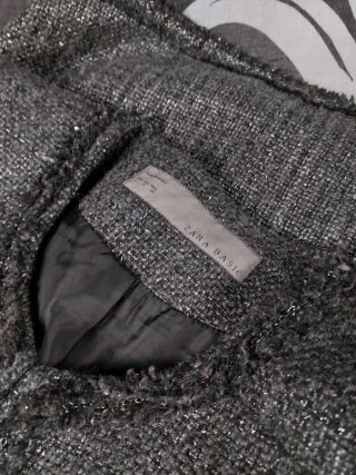 Cappotto Zara Lana Tweed Grigio Laminato