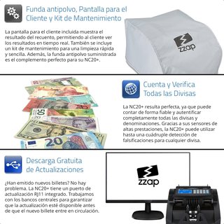 ZZAP NC20+ Contador Billetes 1000Min Lote 4Niveles