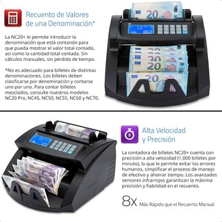 ZZAP NC20+ Contador Billetes 1000Min Lote 4Niveles