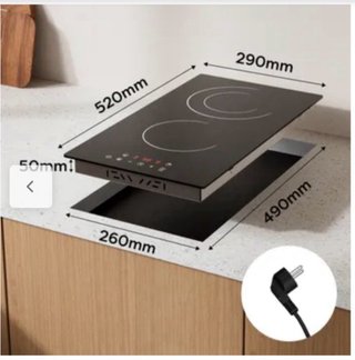 Placa Vitrocerámica 2 Fuegos 3200W con Enchufe