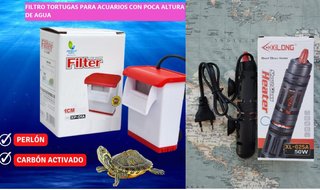 Pack Mini Acuario Tortugas Filtro + Calentador