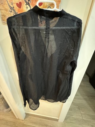 Blusa manga larga negra semitransparente mujer TS