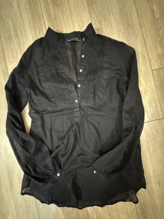 Blusa manga larga negra semitransparente mujer TS