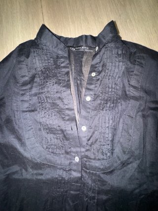 Blusa manga larga negra semitransparente mujer TS