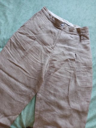 Pantaloni donna 100% lino beige