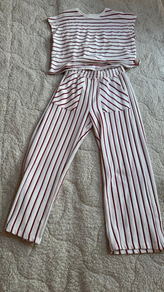Completo Zara 2 pezzi righe rosso bianco XS