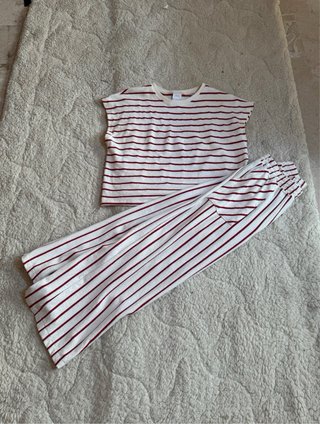 Completo Zara 2 pezzi righe rosso bianco XS