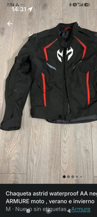 Chaqueta Moto ASTRID Waterproof Negra Roja TALLA M